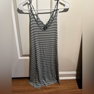 Green and cream striped dress, can be worn as coverup as well